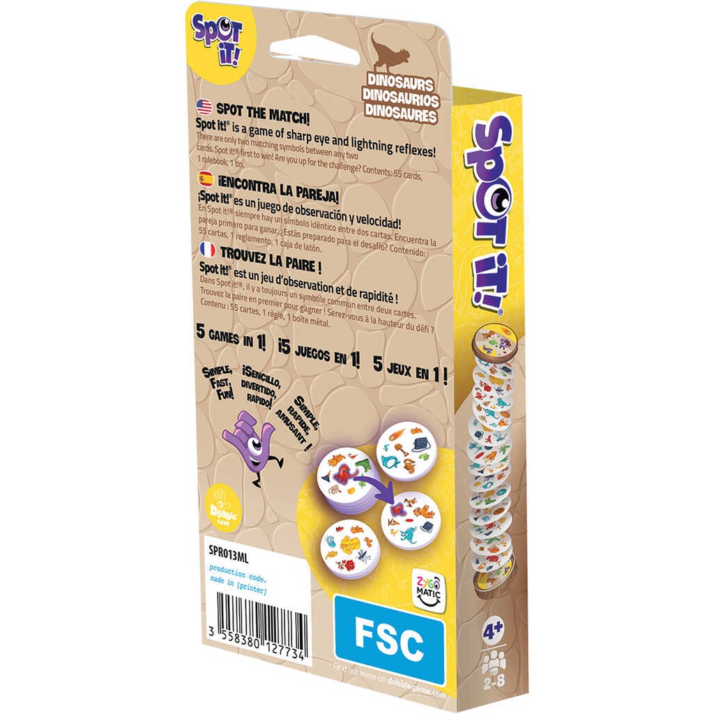 Spot It: Dinosaurs Box Rear