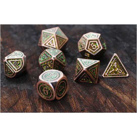 Forged - Arboreal Magic Metal RPG 7 Dice Set