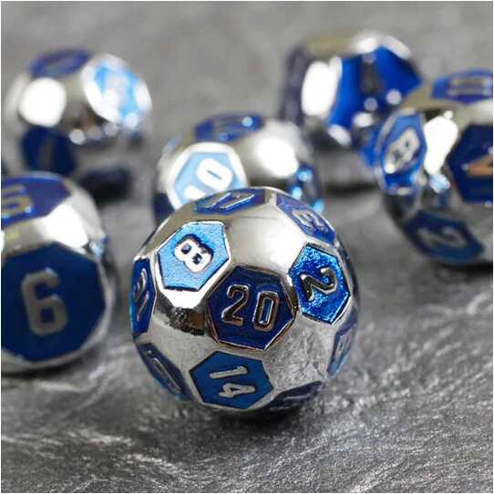 Forged - Cyborg Blue Metal RPG 7 Dice Set