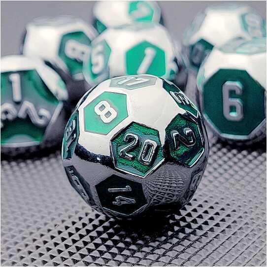 Forged - Cyborg Green Metal RPG 7 Dice Set