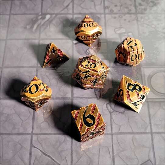 Forged - Banded Molten Midas Metal RPG 7 Dice Set