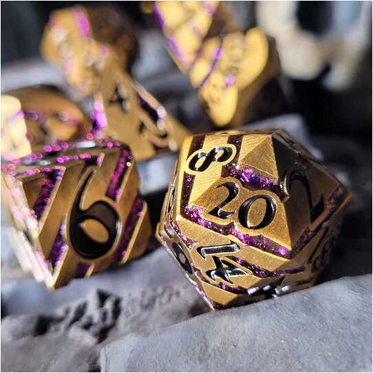 Forged - Banded Gnomish Riches Metal RPG 7 Dice Set