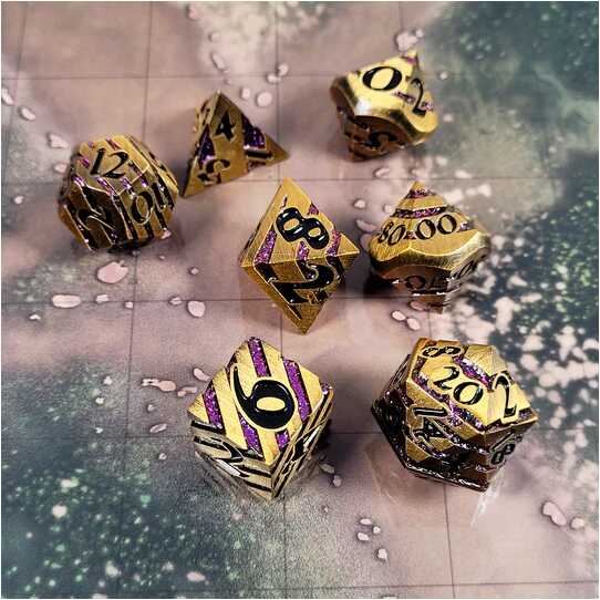 Forged - Banded Gnomish Riches Metal RPG 7 Dice Set