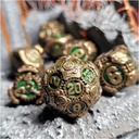 Forged - Chronomica Mechanicum Gold/Green Metal RPG 7 Dice Set