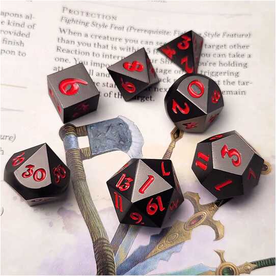 Forged - Forged Lore Gunmetal Matte with Red Metal RPG 7 Dice Set
