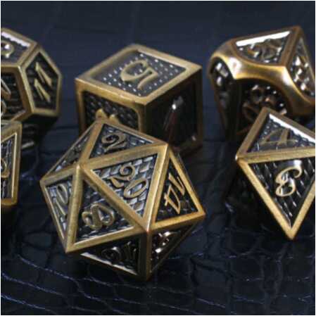 Forged - Golden Serpent Metal RPG 7 Dice Set