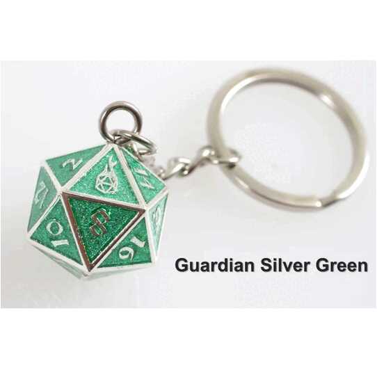 Forged - Fob of Fate D20 Keychain and Bag Charm - Guardian Silver Sparkle Green