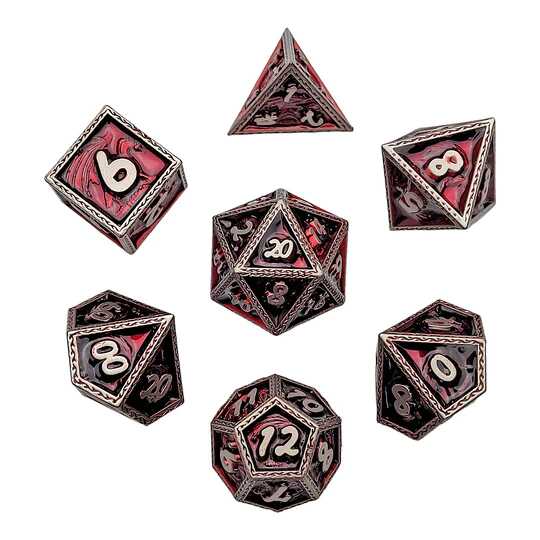 Forged - Scarlet Wyrm Metal RPG 7 Dice Set