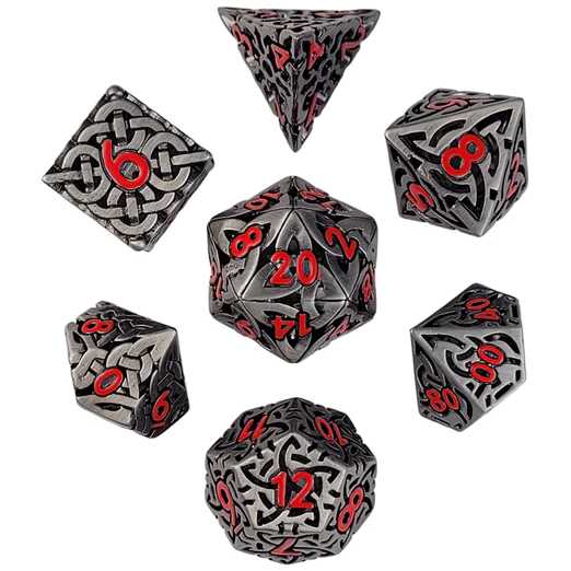 Forged - Sacred Hollows Silver Red Hollow Metal RPG 7 Dice Set