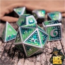 Forged - Dice Goblin Scales Metal RPG 7 Dice Set - Silver/Green