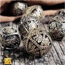 Forged - Dice Goblin Temple of Whispers Metal RPG 7 Dice Set - Weathered Gold