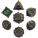 Forged - Gothic Bouquet Antique Gold Green Metal RPG 7 Dice Set