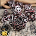 Forged - Dice Goblin Hollow Bones Metal RPG Dice Set - Weathered Silver/Blood Splatter