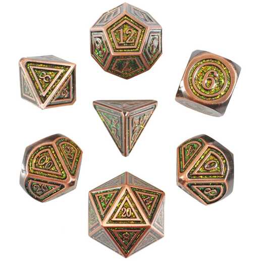 Forged - Arboreal Magic Metal RPG 7 Dice Set