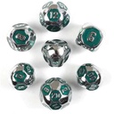 Forged - Cyborg Green Metal RPG 7 Dice Set