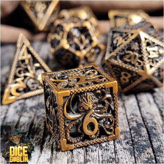 Forged - Dice Goblin Deep Dreamer Hollow - Bronze Metal RPG 7 Dice Set