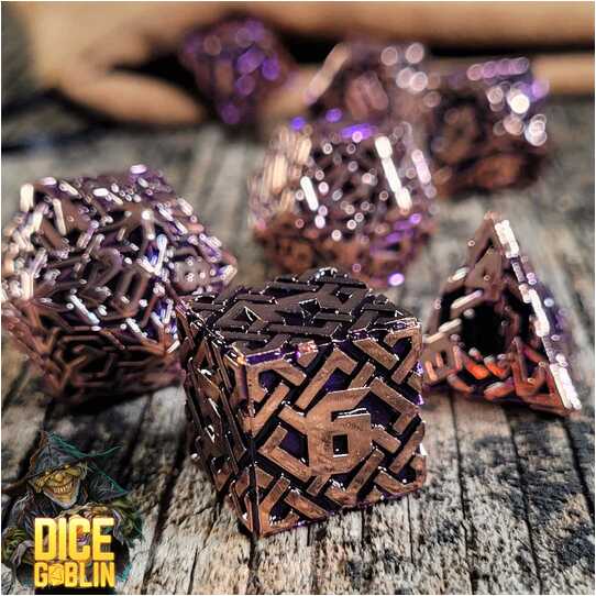 Forged -  Dice Goblin Knots - Copper/Purple Metal RPG 7 Dice Set