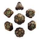 Forged - Chronomica Mechanicum Gold/Green Metal RPG 7 Dice Set