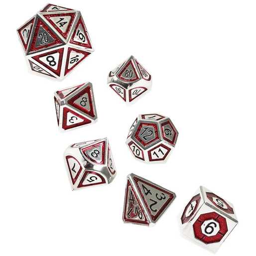 Forged - Gladiatorial Valor Red Enamel Metal RPG 7 Dice Set