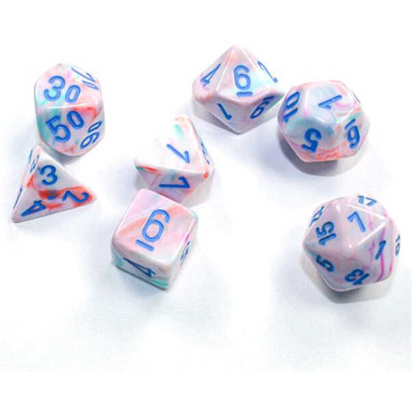 Chessex: 7-set Cube Mini Festive Pop Art with Blue