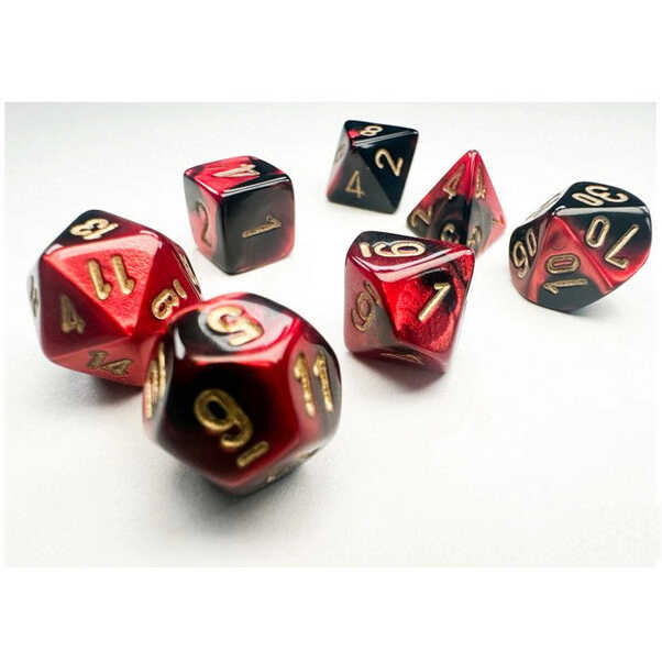 Chessex: 7-Set Mini Gemini Black Red with Gold
