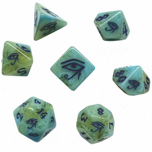 [BLOAK_7DSEHBLUHC] Black Oak Workshop 7-Dice RPG Set - 7-Set Eye of Horus