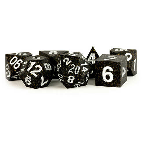 [MTD_780] FanRoll: 16mm Sharp Edge Silicone Rubber Poly Dice Set: Gold Scatter
