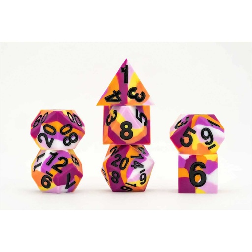 [MTD_7505] FanRoll: 16mm Sharp Edge Silicone Rubber Poly Dice Set: Pride: Lesbian
