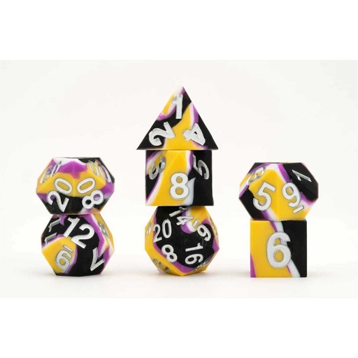 [MTD_7506] FanRoll: 16mm Sharp Edge Silicone Rubber Poly Dice Set: Pride: Nonbinary