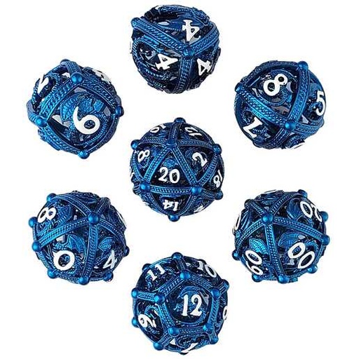 [FORGE_FG-DC-DRGBAU-BLU-7] Forged - Dragons Bauble Blue Hollow Metal RPG 7 Dice Set