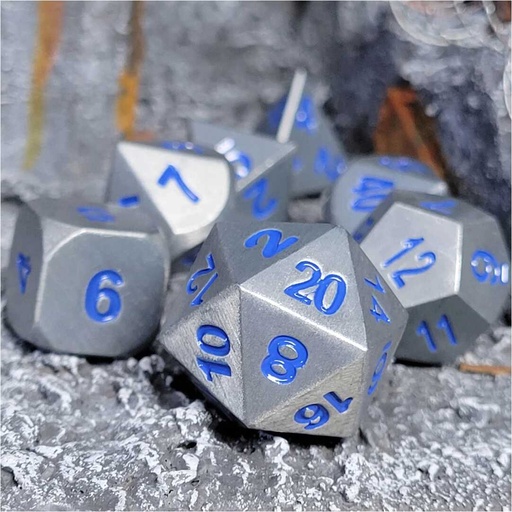 [FORGE_BSBLD7] Forged - Battle Steel Blue Metal RPG 7 Dice Set