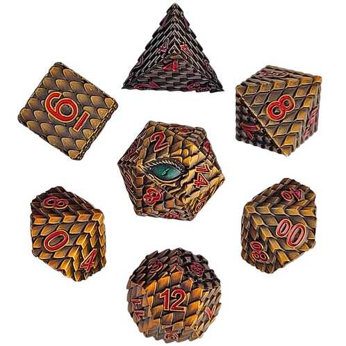 [FORGE_FG-DC-DGNGZW-BRZ-7] Forged - Dragon's Gaze Bronze Metal RPG 7 Dice Set