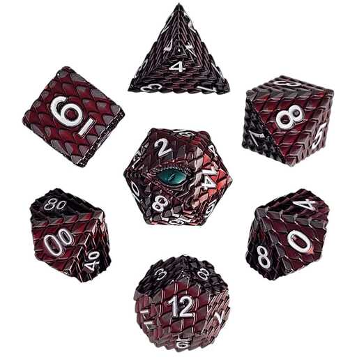 [FORGE_FG-DC-DGNGZE-RED-7] Forged - Dragon's Gaze Red Metal RPG 7 Dice Set