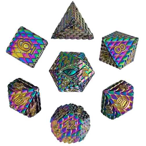 [FORGE_FG-DC-DGNGZE-IRD-7] Forged - Dragon's Gaze Iridescent Metal RPG 7 Dice Set