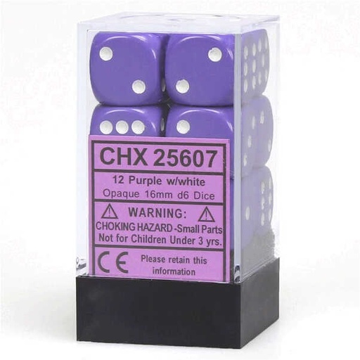 [CHX_25607] Chessex 16mm 12d6 Opaque: Purple/White