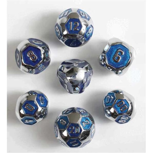 [FORGE_CYBORG-BLUE7] Forged - Cyborg Blue Metal RPG 7 Dice Set