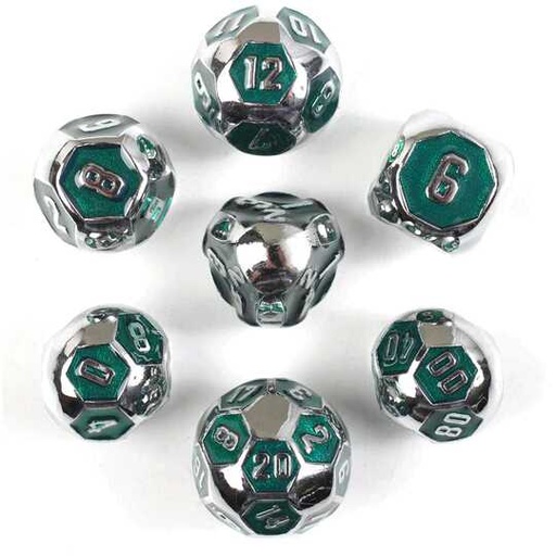 [FORGE_CYBORG-GREEN7] Forged - Cyborg Green Metal RPG 7 Dice Set