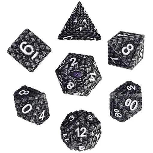 [FORGE_FG-DC-DGNGZE-PUR-7] Forged - Dragon's Gaze Silver Metal RPG 7 Dice Set