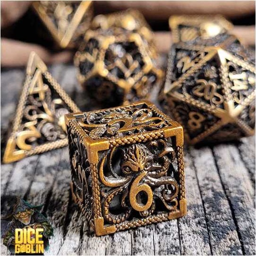 [FORGE_FG-DG-DC-0017] Forged - Dice Goblin Deep Dreamer Hollow - Bronze Metal RPG 7 Dice Set