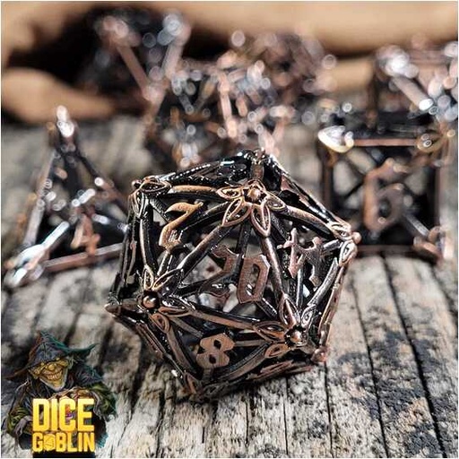 [FORGE_FG-DG-DC-0021] Forged - Dice Goblin Flower Petals - Copper/Dark Wash Metal RPG 7 Dice Set 