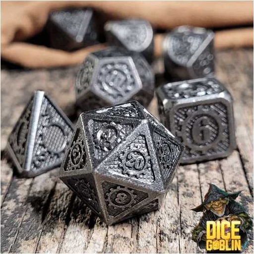[FORGE_FG-DG-DC-0043] Forged - Dice Goblin Gears - Iron Metal RPG 7 Dice Set
