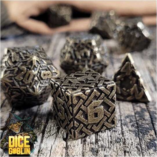 [FORGE_FG-DG-DC-0074] Forged - Dice Goblin Knots - Weathered Bronze Metal RPG 7 Dice Set