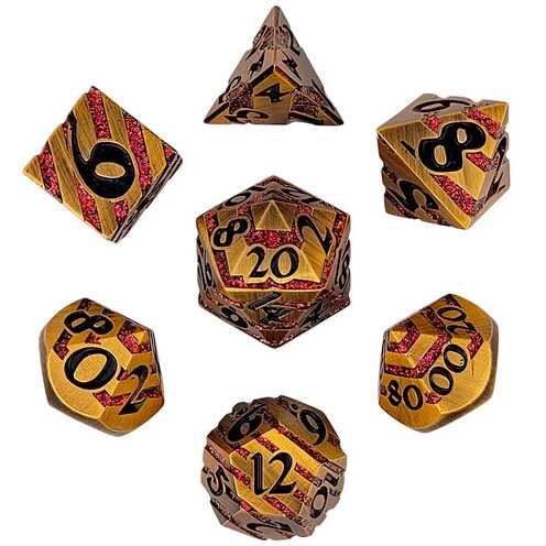 [FORGE_FG-DC-BAND-MOLTEN-MIDAS7] Forged - Banded Molten Midas Metal RPG 7 Dice Set