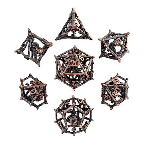 [FORGE_FG-DC-WCRDGN-COP-7] Forged - Wicker Dragon Copper Metal RPG 7 Dice Set