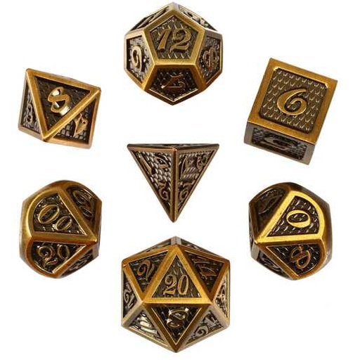 [FORGE_GOLDEN-SERPENT7] Forged - Golden Serpent Metal RPG 7 Dice Set