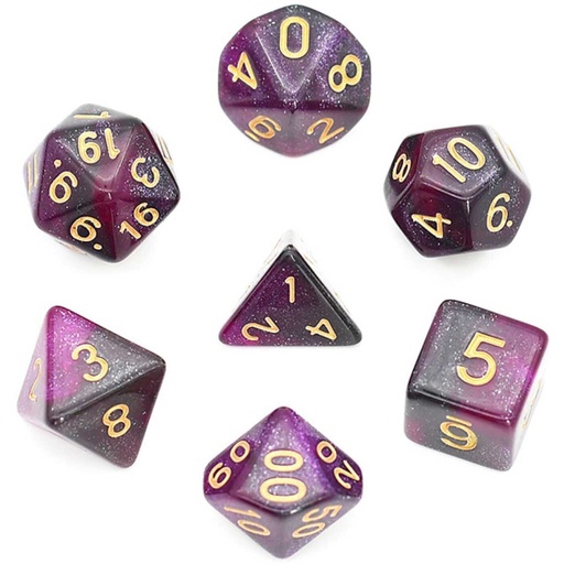 [FOM_1032] Foam Brain - Black & Purple Galaxy RPG Dice Set