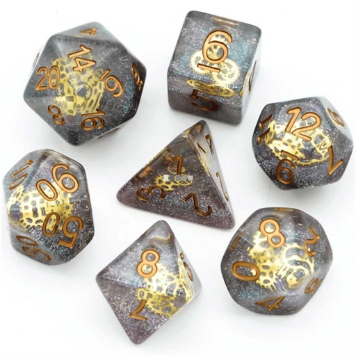 [FOM_1175] Foam Brain - Glitter Gearwheel RPG Dice Set