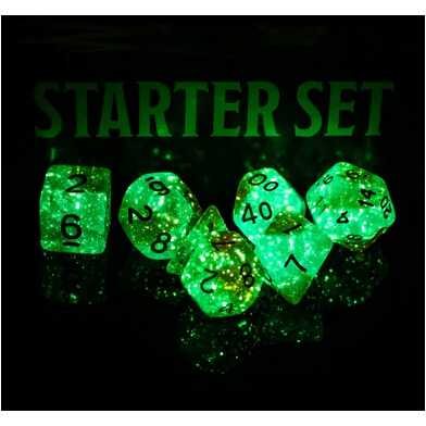 [FOM_2369] Foam Brain - Glow in the Dark Blue Nebula RPG Dice Set