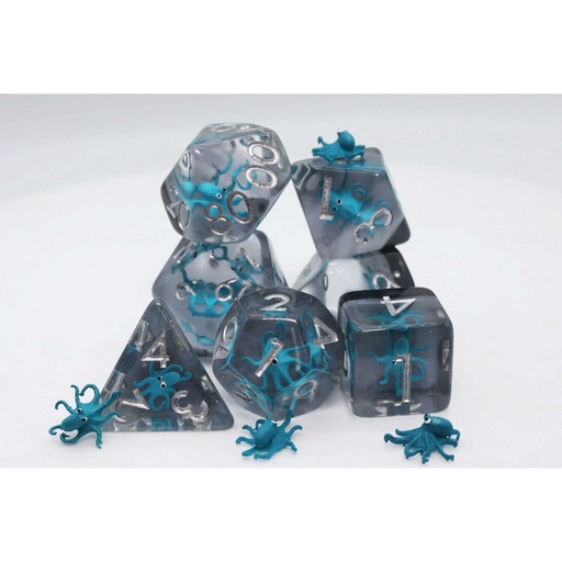 [FOM_2451] Foam Brain - Teal Octopus RPG Dice Set