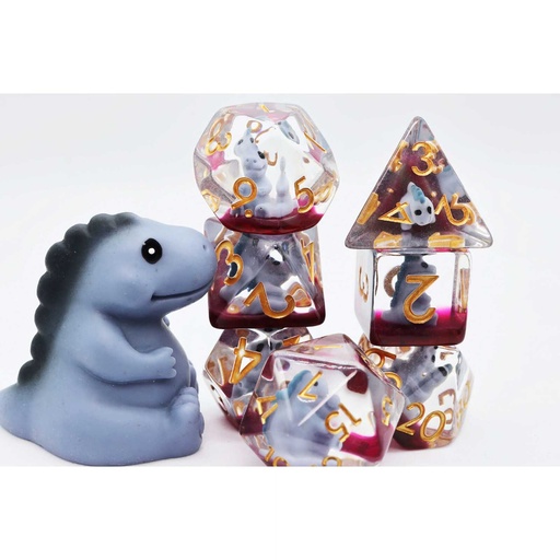 [FOM_2466] Foam Brain - Gray T-Rex RPG Dice Set